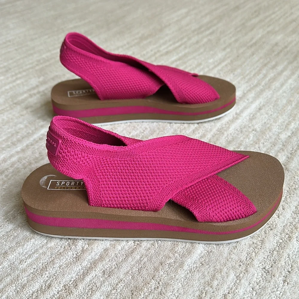 Yellow Box Miranda Knit Flatform Wedge Sandal SPORTYB™ Collection Pink Size 6.5 - Picture 5 of 17